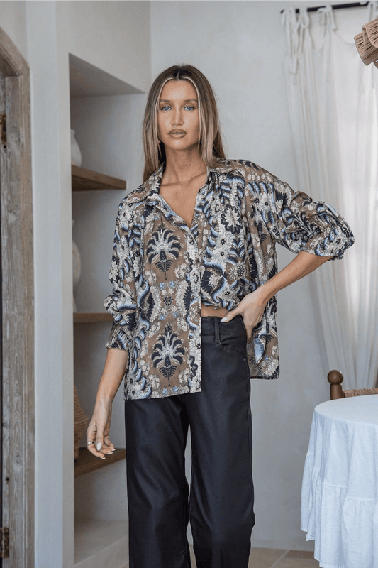 Barcelona Shirred Cuff Blouse - Solara Boheme
