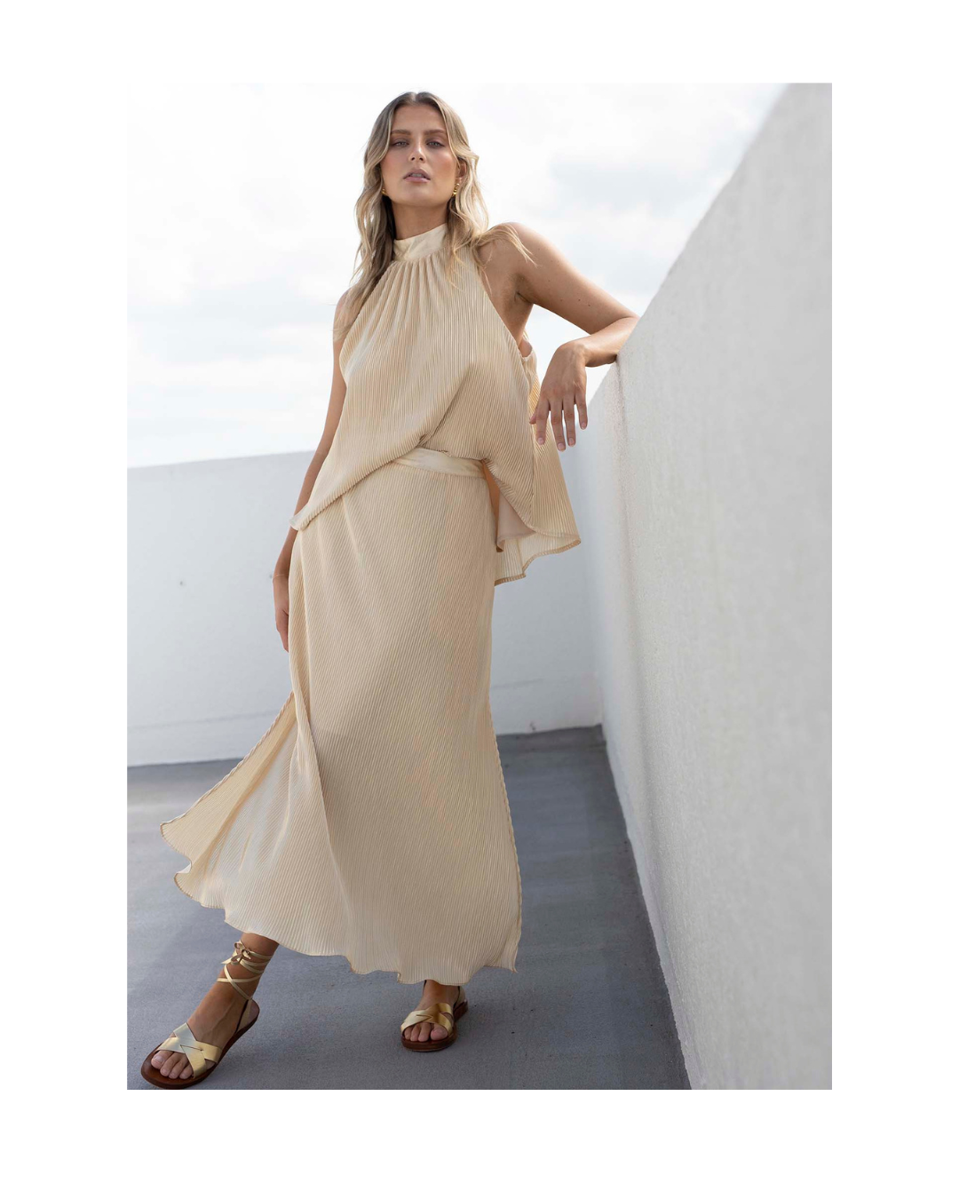 Gala Pleated Maxi Skirt in Pink