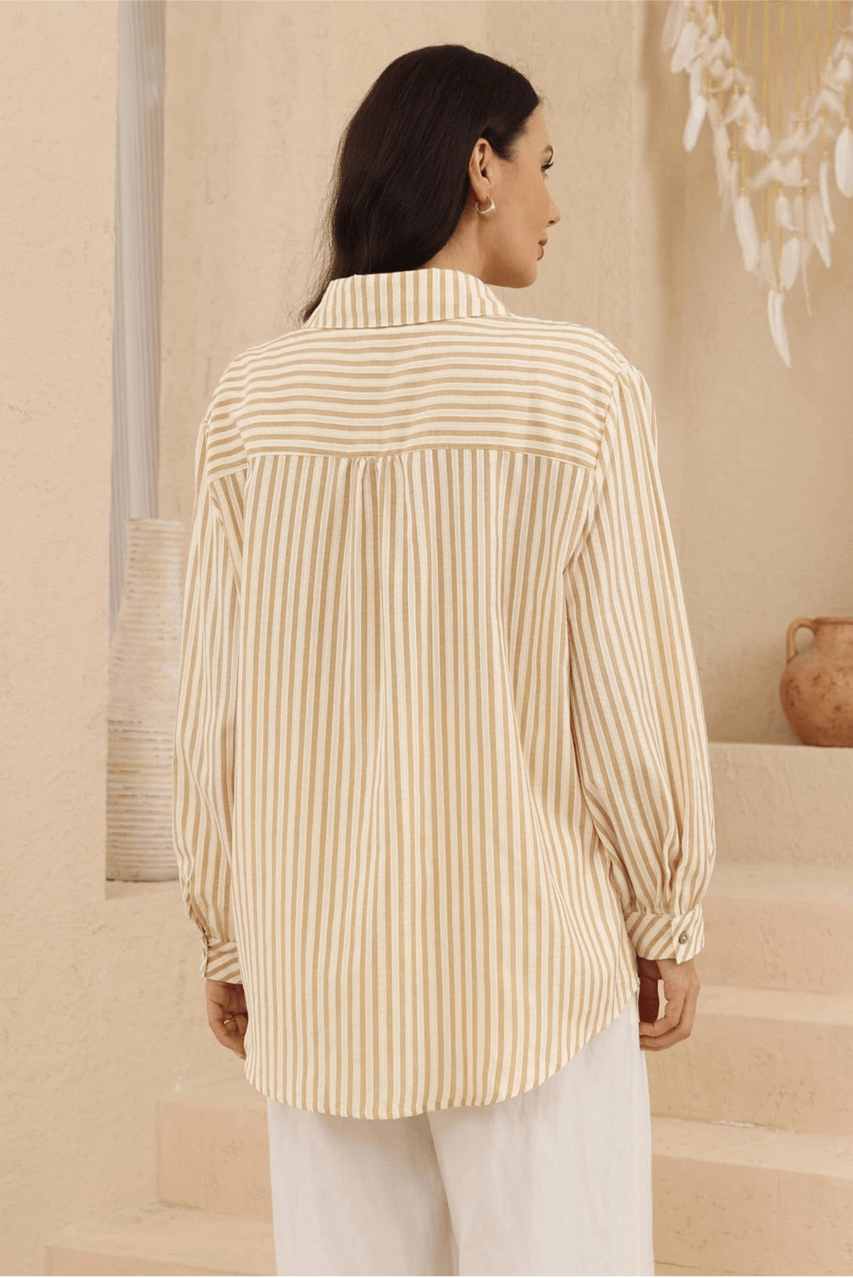 Golden Striped Blouse - Solara Boheme