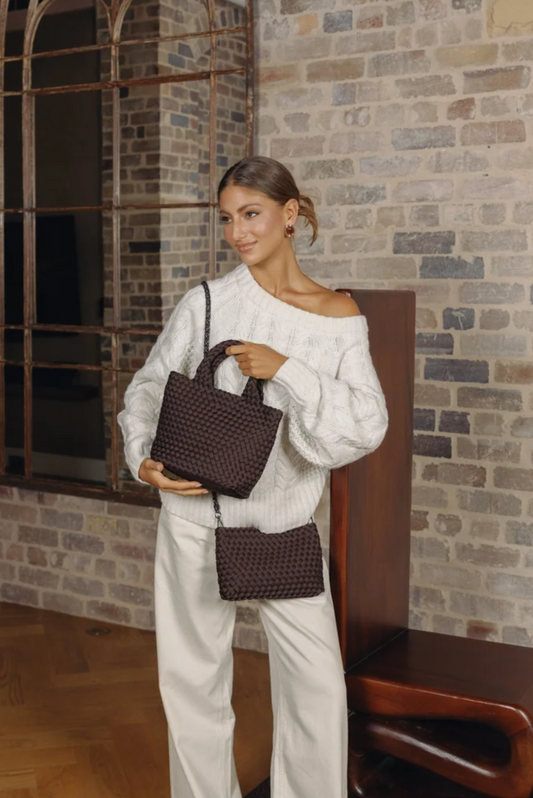 Riveria Chocolate 2 Piece Mini Tote Handbag