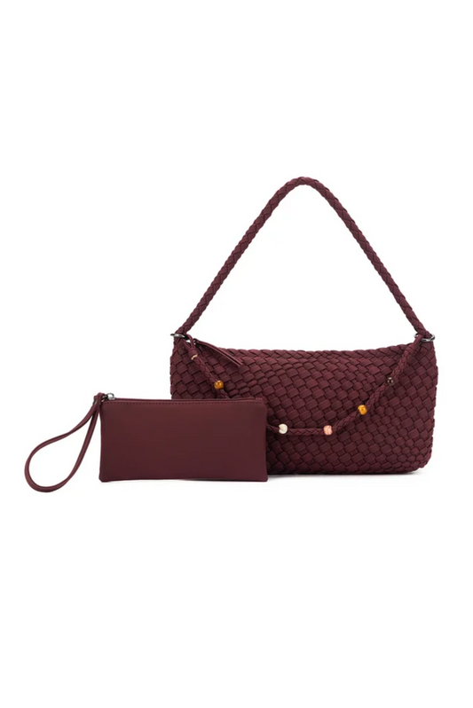 Nolita Burgundy 2 Piece Suedette Handbag