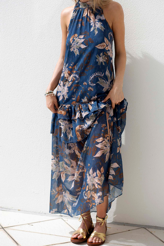 Moonflower High Neck Sleeveless Dress
