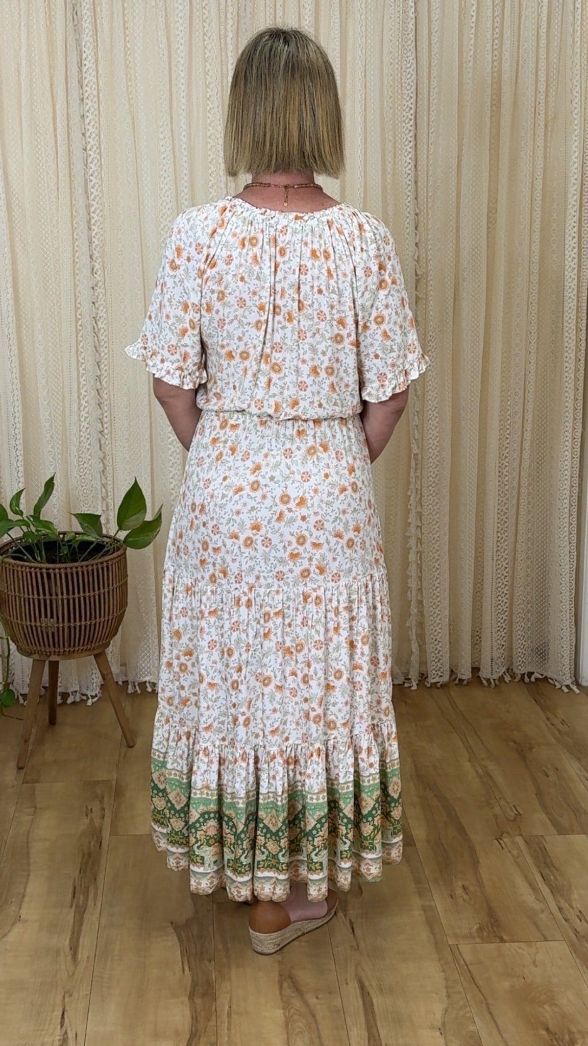 Amber Bloom Maxi Dress - Solara Boheme