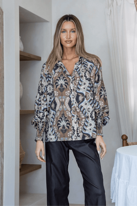 Barcelona Shirred Cuff Blouse - Solara Boheme