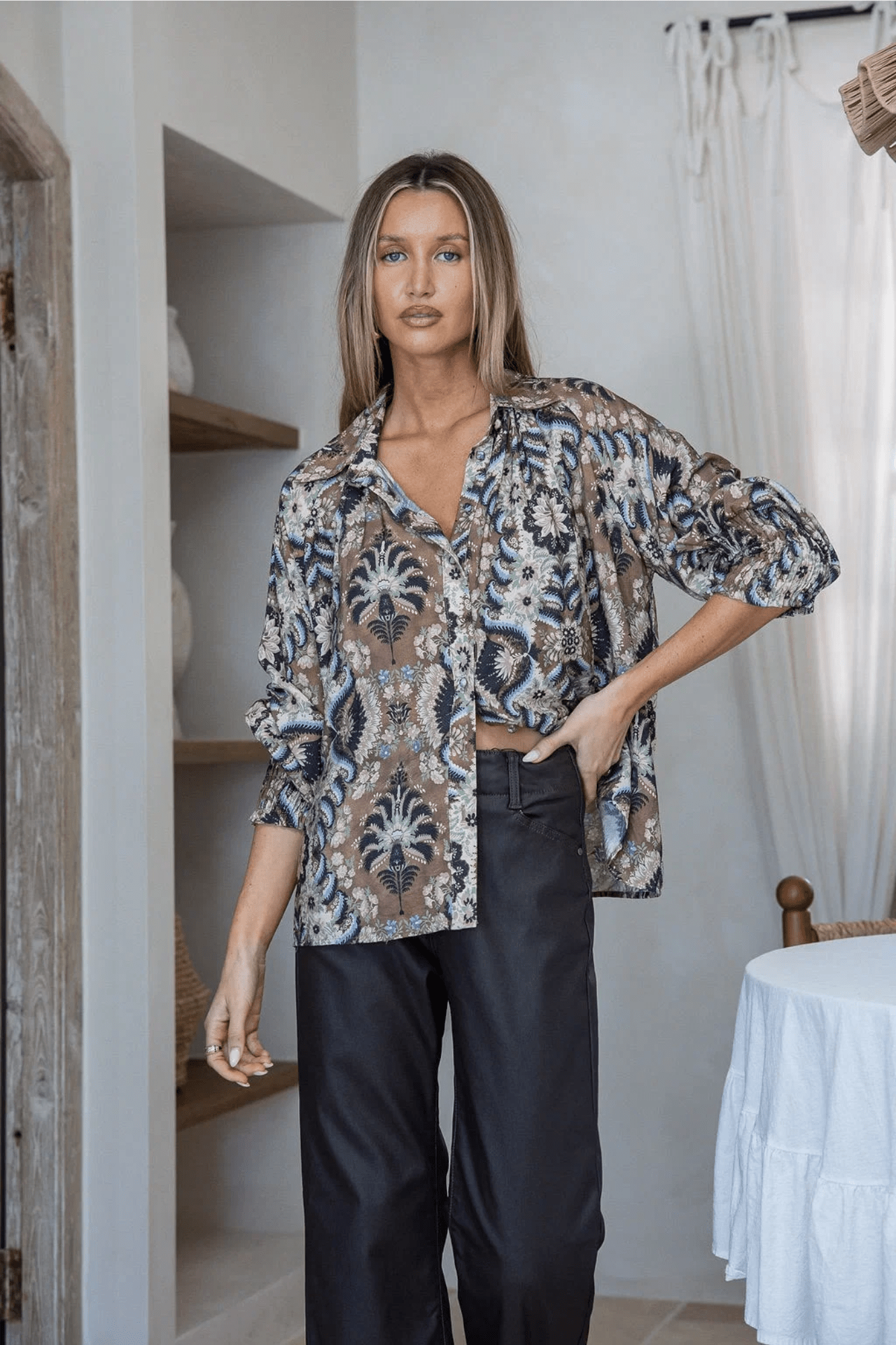 Barcelona Shirred Cuff Blouse - Solara Boheme
