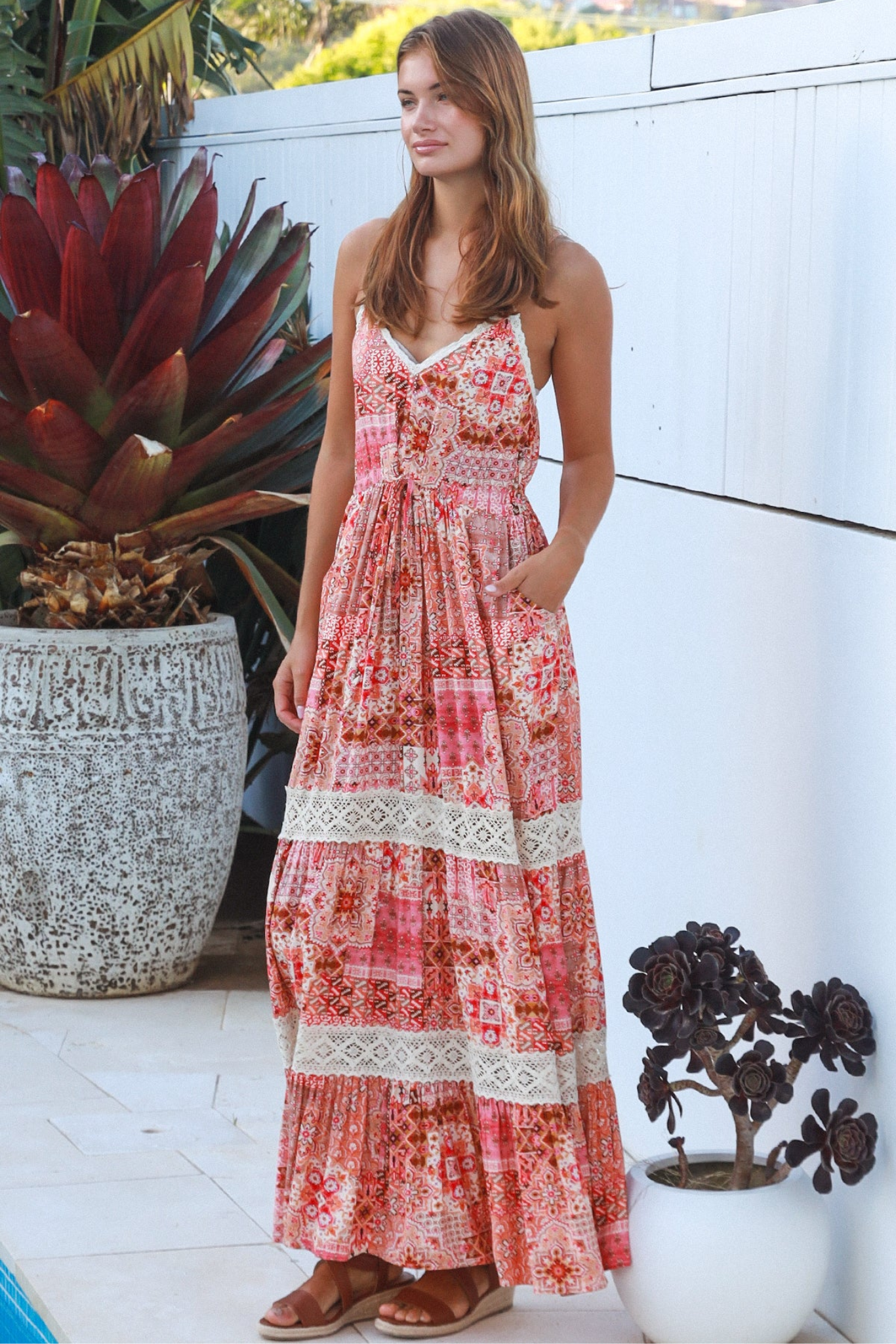 model wearing a maxi dress