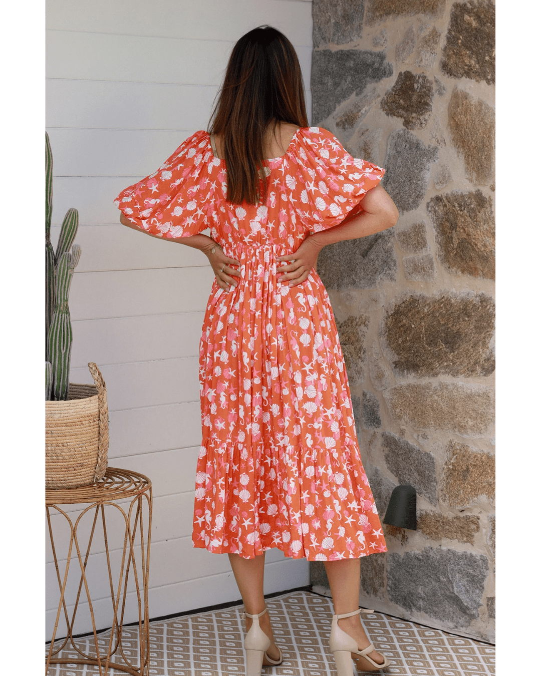 Chrysta V - Neck Midi Dress - Solara Boheme