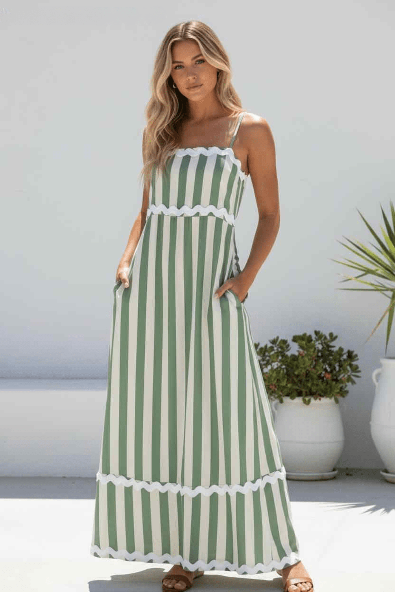 Coastal Stripe Maxi Dress - Solara Boheme