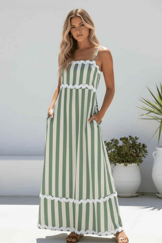 Coastal Stripe Maxi Dress - Solara Boheme