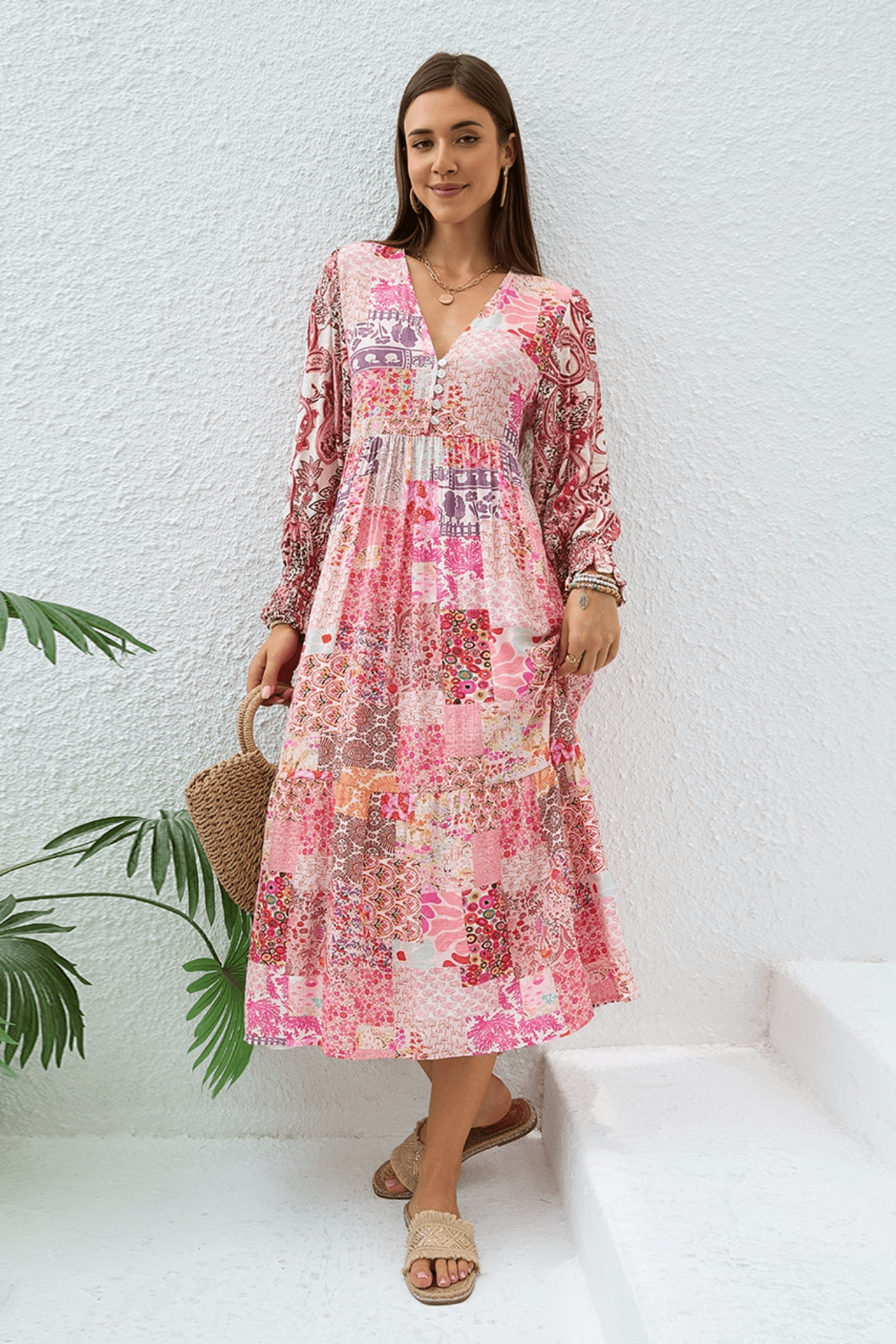 Enchanted Pink Midi Dress - Solara Boheme