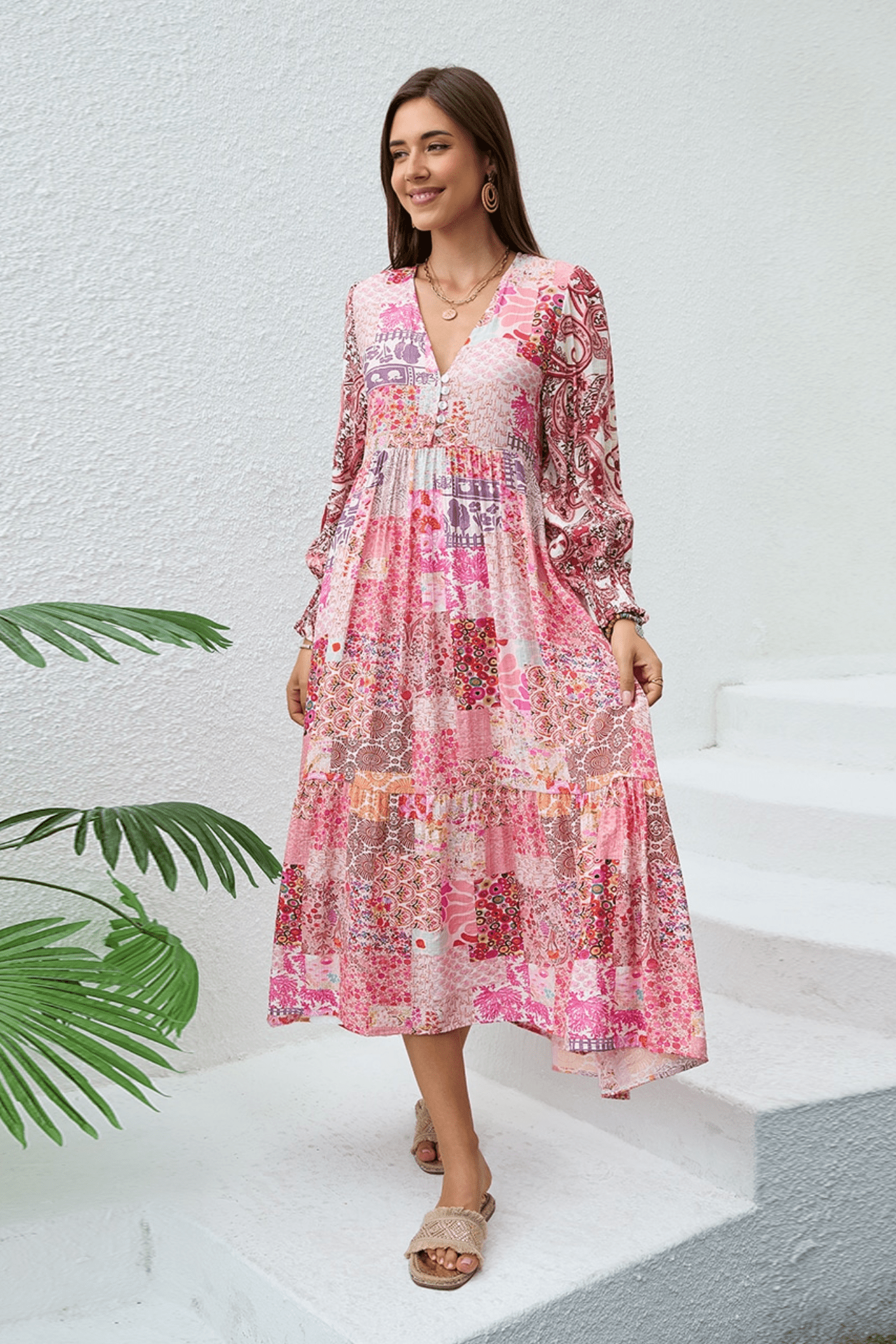 Enchanted Pink Midi Dress - Solara Boheme
