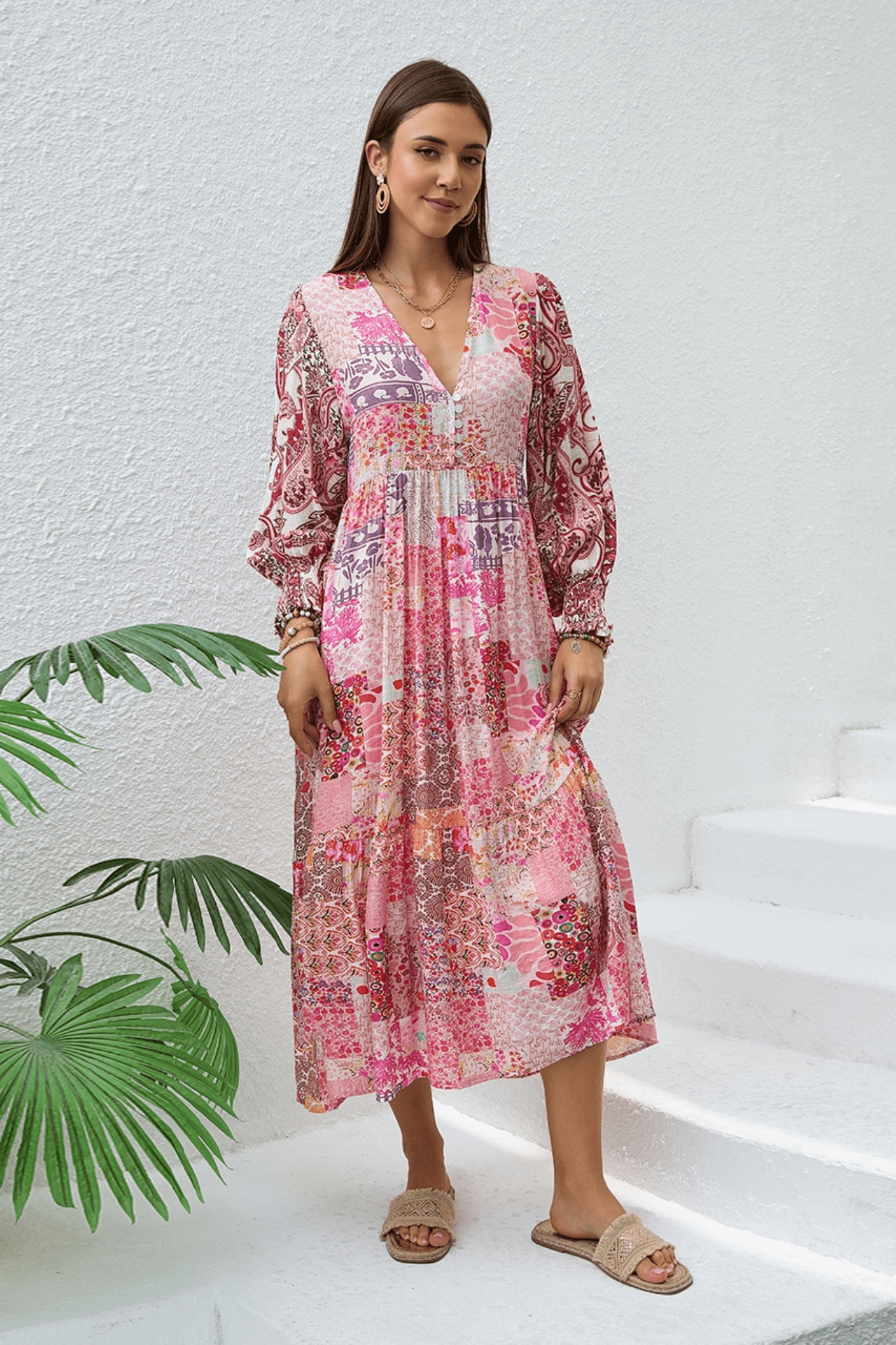Enchanted Pink Midi Dress - Solara Boheme