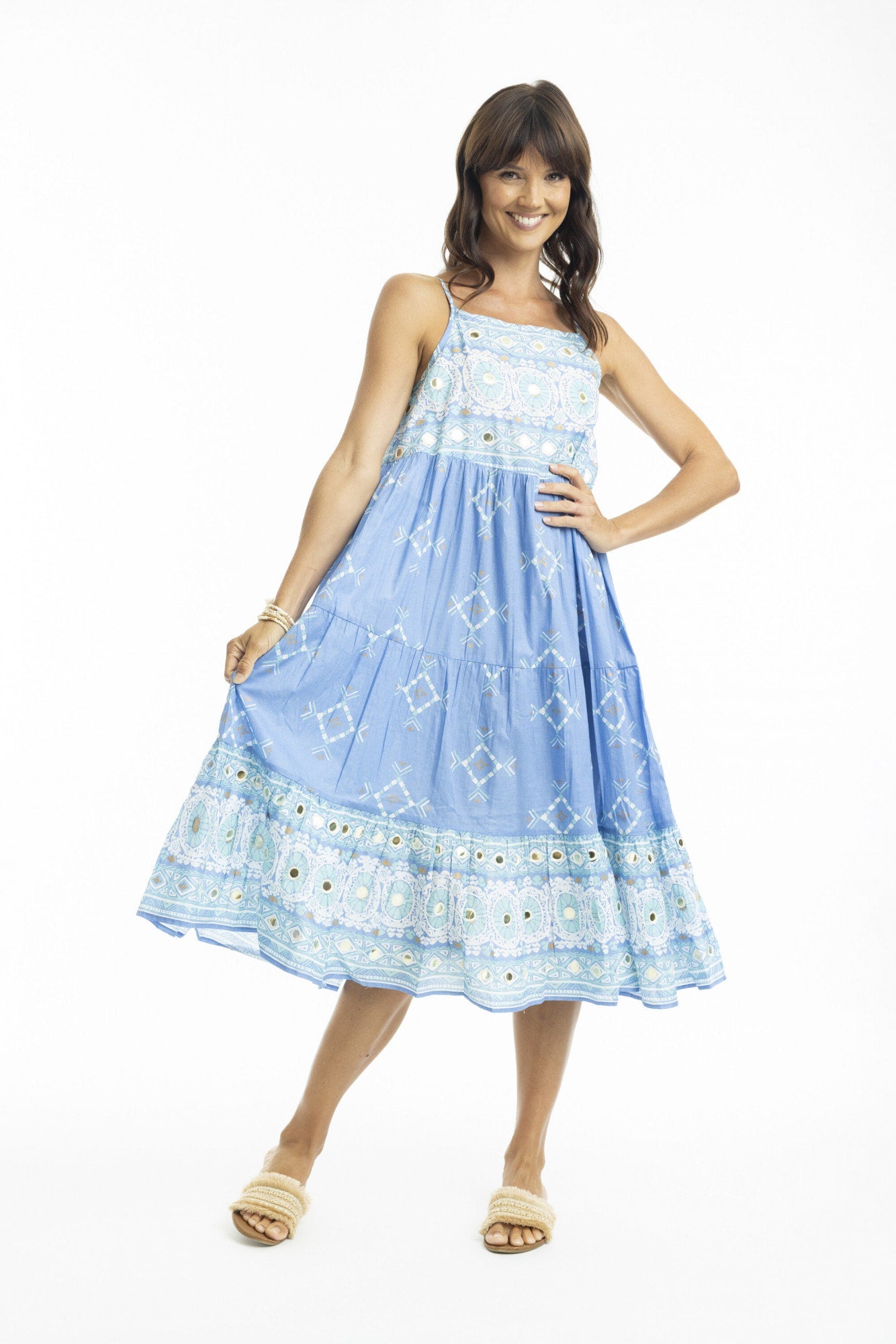 Heidi Blue Strappy Dress - Solara Boheme