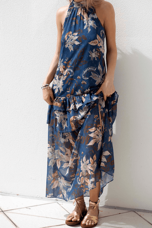 Moonflower High Neck Sleeveless Dress - Solara Boheme