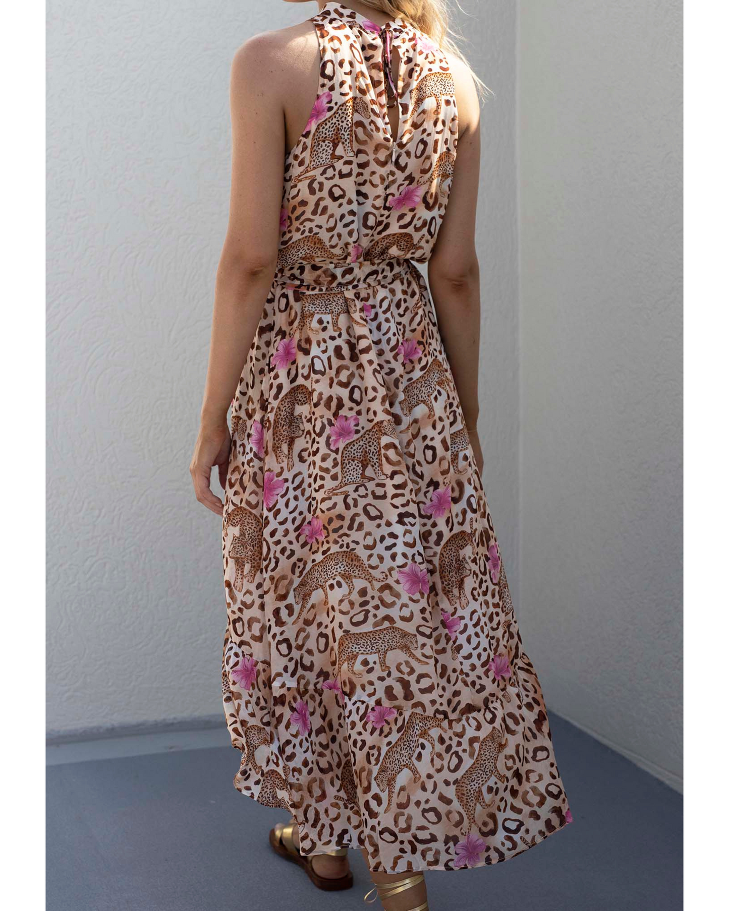 Resort Leopard Sleeveless Midi Dress