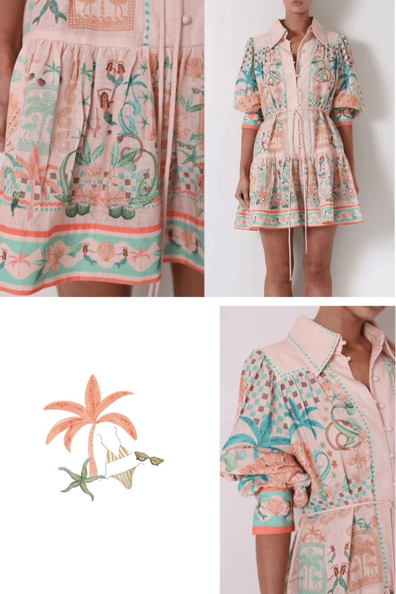 Palm Vista Mini Dress - Solara Boheme