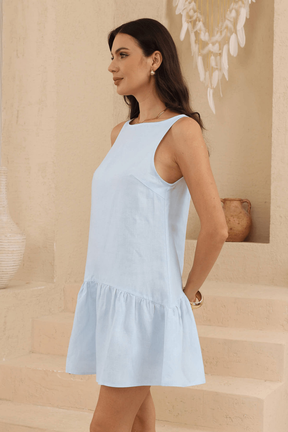 Serene Sky Mini Dress - Solara Boheme