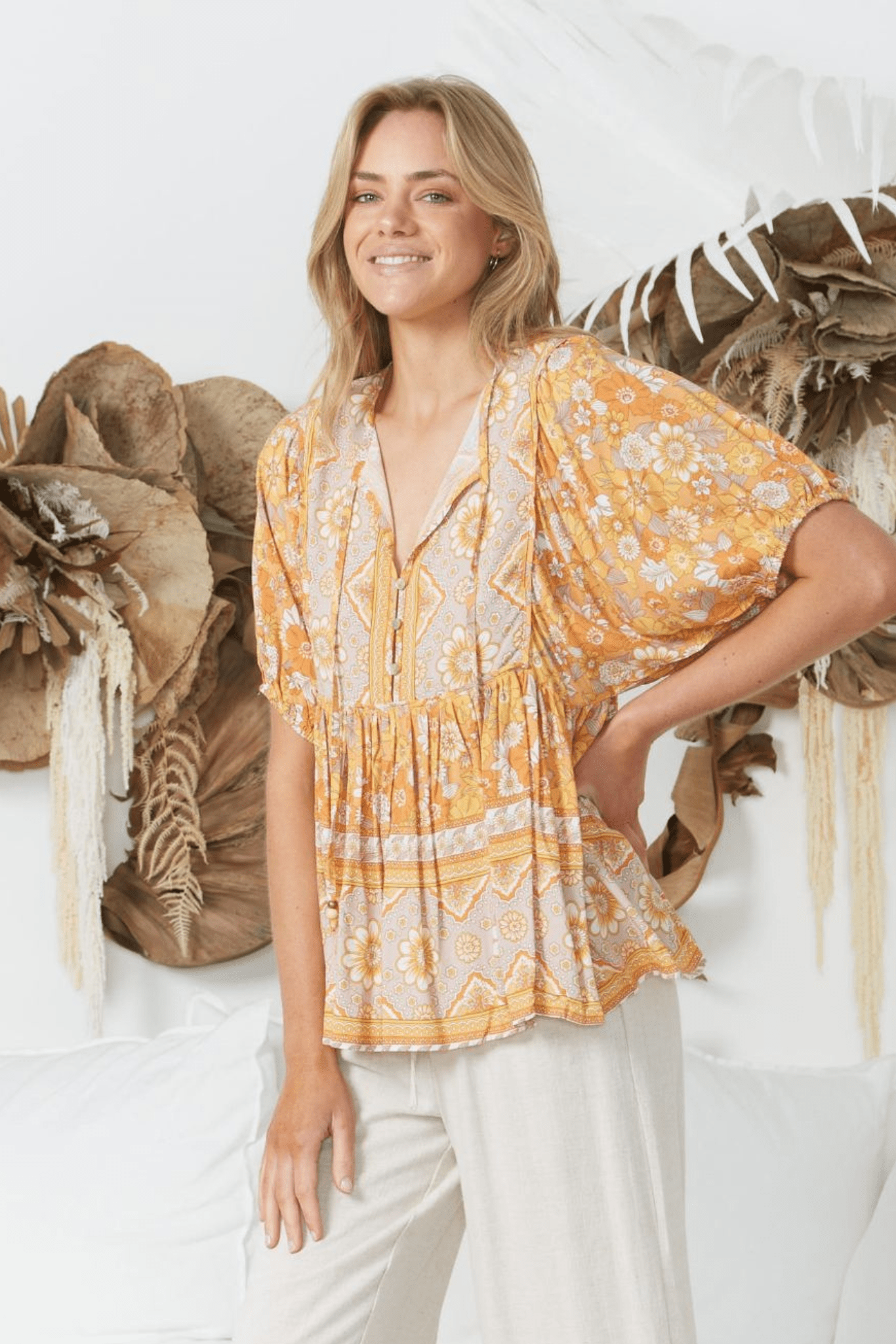 Sunset Bloom Blouse - Solara Boheme