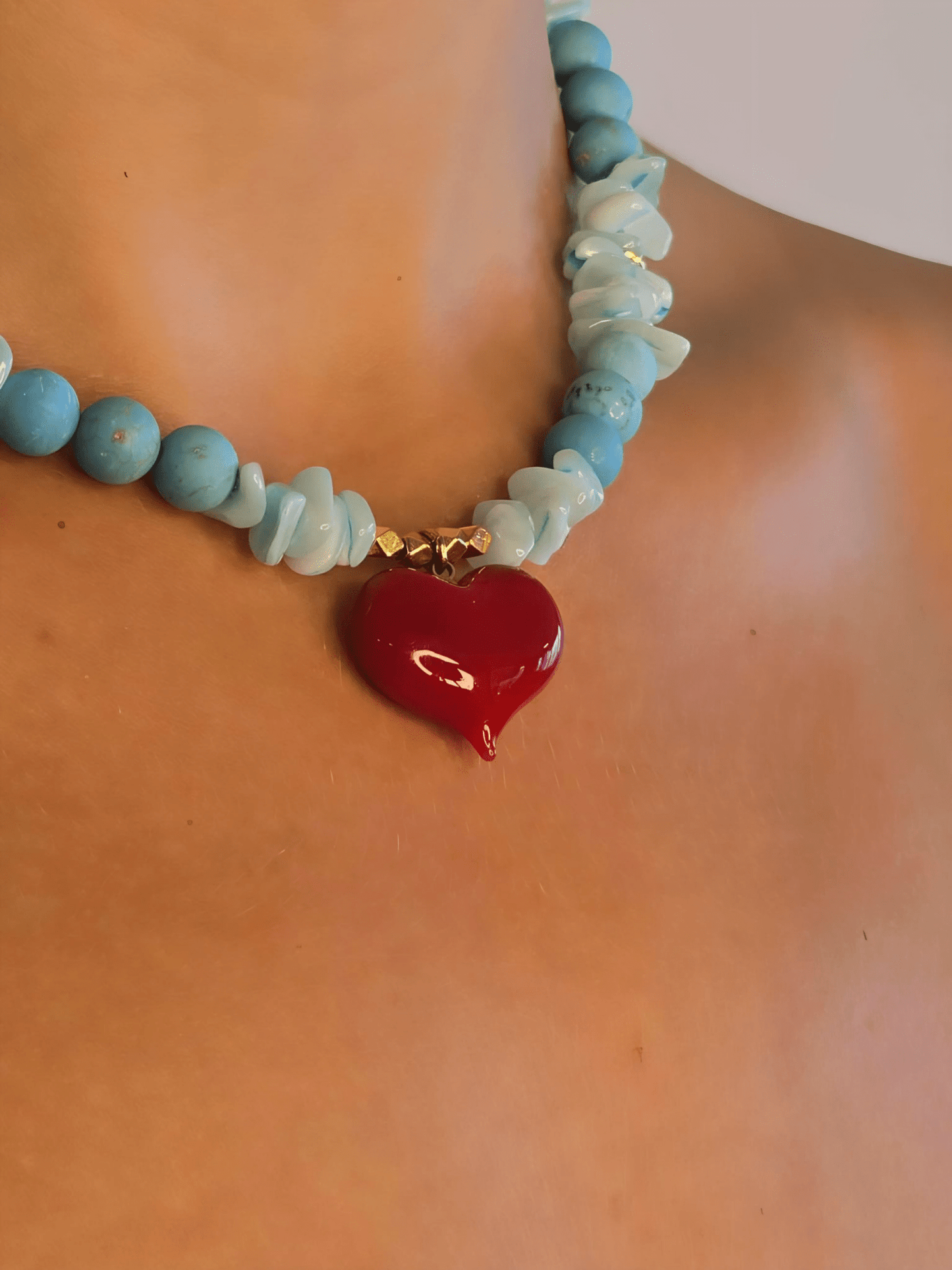 Turquoise Big Heart Necklace - Solara Boheme
