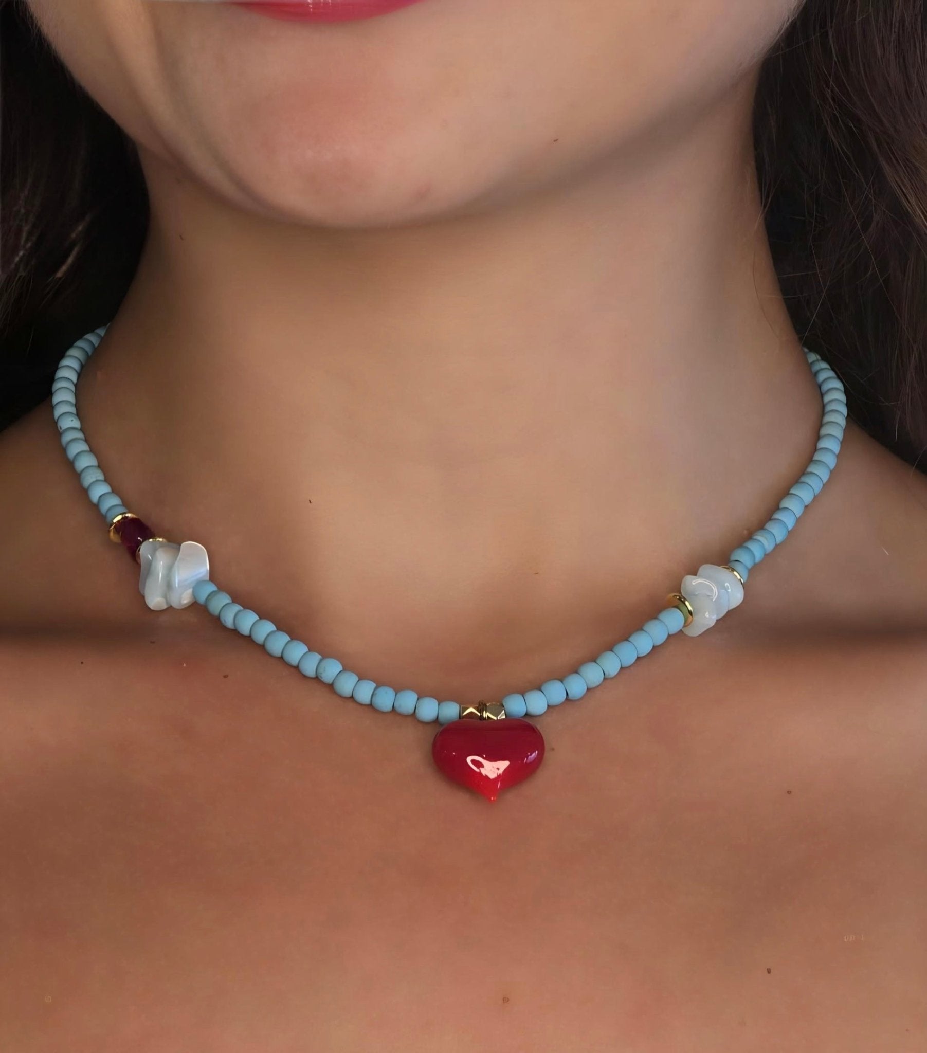 Turquoise Little Heart Necklace - Solara Boheme